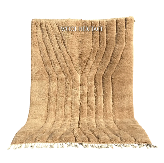 AKAL earth-toned Beni Mrirt rug with sculpted linear design on a white background