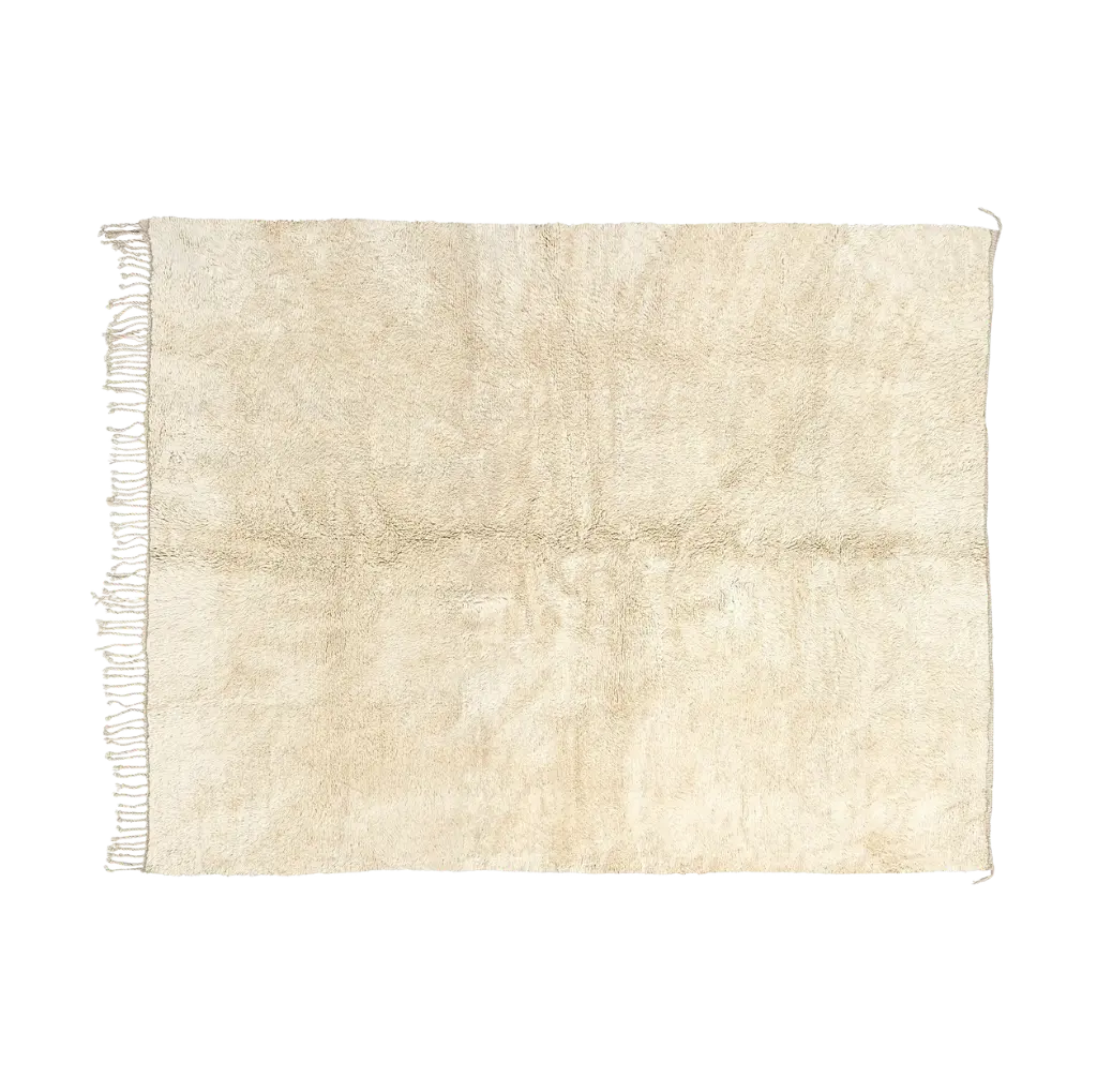 HAYAT minimalist Beni Mrirt rug hand-knotted from natural ivory wool