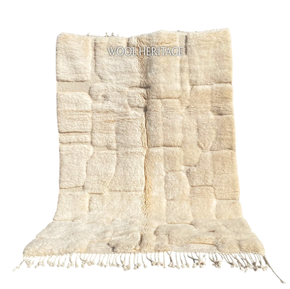 IGHREM ivory Beni Mrirt rug with an architectural high-low design in an isolated product view