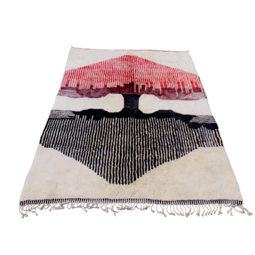 Azrou Green and White Striped Rug